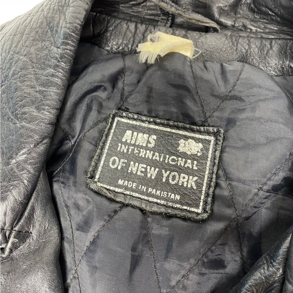 Vintage 90’s Leather Biker Jacket Black - Picture 3 of 11